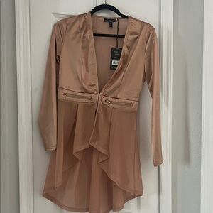 Sheer Layered Satin Tunic in Dusty Rose